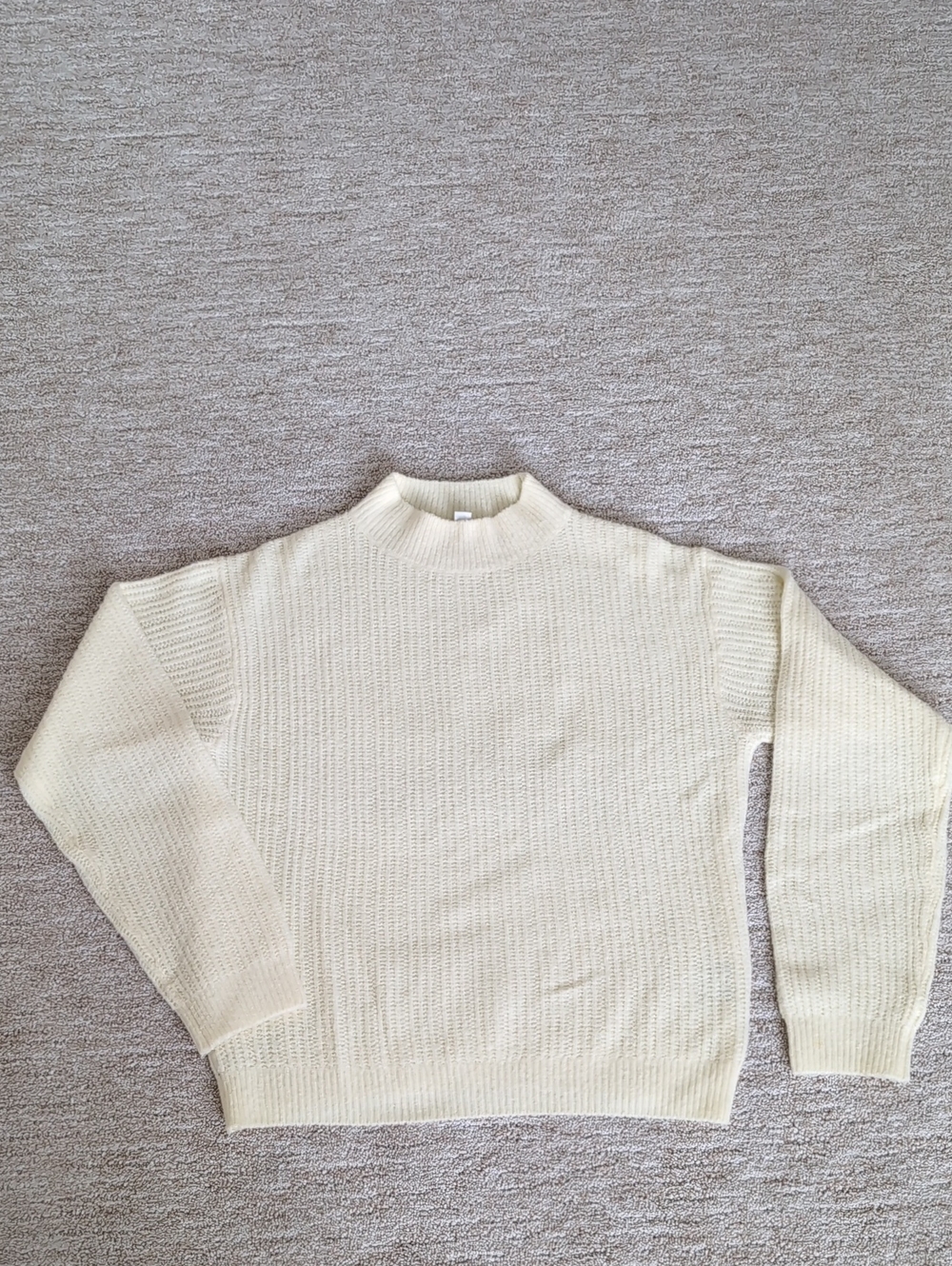 Uniqlo Butter Yellow Mock Neck Rib-Knit Sweater